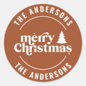レトロテラコッタクリスマスモダンミニマルユニーク ラウンドシール (正面)