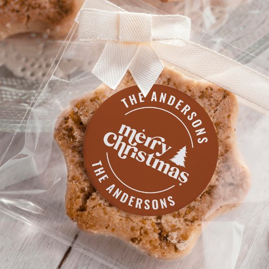 レトロテラコッタクリスマスモダンミニマルユニーク ラウンドシール