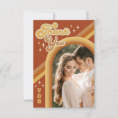 レトロテラコッタタイポグラフィサマーサン結婚ズタ サンキューカード (正面)