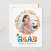 レトロテラコッタフローラエレガントリースフォトグラード インビテーションポストカード (正面/裏面)