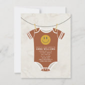 レトロテラコッタボディスーツ物干しベビーシャワー 招待状 (正面)