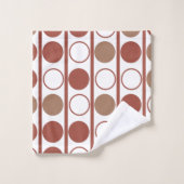 レトロテラコッタミッドセンチュリーモダンドットパターン バスタオルセット (ウォッシュタオル)