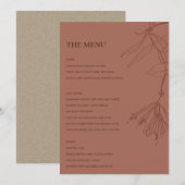 レトロテラコッタレッドラインスケッチフローラメニュー メニュー (正面/裏面)