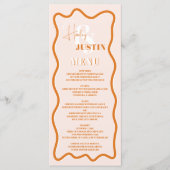 レトロテラコッタ曲線の波状結婚の メニュー (正面)