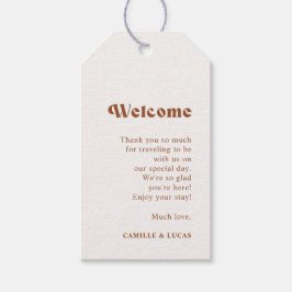 レトロテラコッタ結婚のウェルカムギフトラベル ギフトタグ