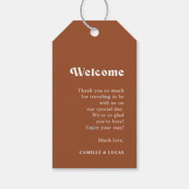 レトロテラコッタ結婚のウェルカムギフトラベル ギフトタグ