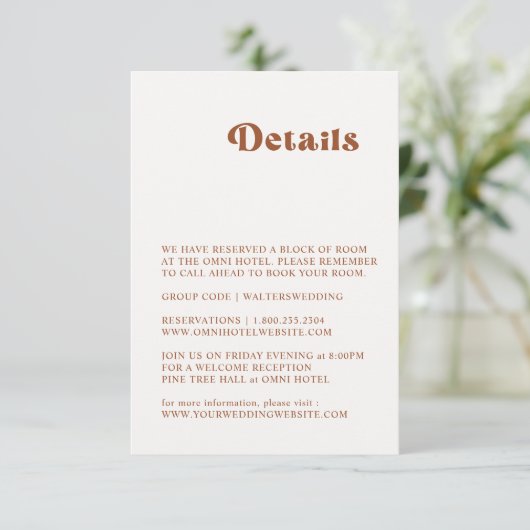 レトロテラコッタ結婚の詳細エンクロージャカード エンクロージャーカード (スタンド正面)