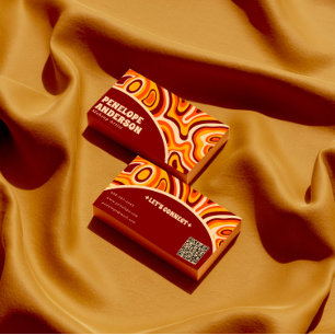 レトロテラコッタ自然QRコードボホグルーヴィートレンディー 名刺