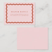 レトロテラコッタ&ピンクベビーシャワーおむつラッフル エンクロージャーカード (正面/裏面)