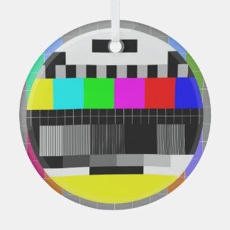 レトロテレビの信号なしのイラスト ガラスオーナメント