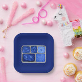 レトロテレビディナーinブルー ペーパープレート (パーティー)