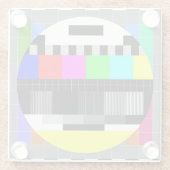 レトロテレビ信号イラストレーションなし。 ガラスコースター (裏面)