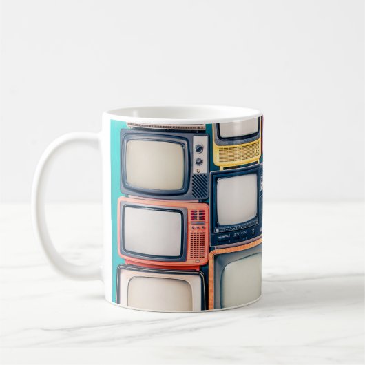 レトロテレビ受信機セット（60年代、70年代、80年代） コーヒーマグカップ (左)