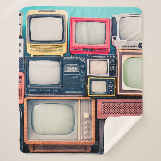 レトロテレビ受信機セット(60年代、70年代、80年代) シェルパブランケット (正面)