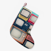 レトロテレビ受信機セット(60年代、70年代、80年代) スモールクリスマスストッキング (正面 (吊り時))