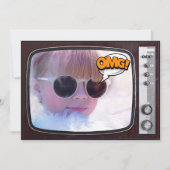 レトロテレビ誕生日パーティー 招待状 (正面)