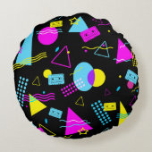 レトロテーカラフルプ形状 ラウンドクッション (裏面)
