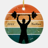 レトロテーマ重量挙げ重量挙げ名年 セラミックオーナメント (裏面)