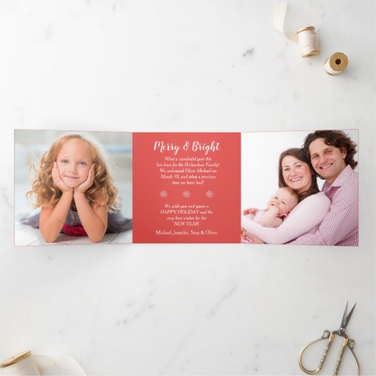 レトロディアホリー3フォトクリスマスカード3枚 三つ折りクリスマスカード (内部)