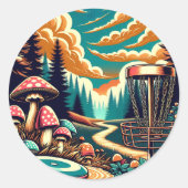 レトロディスクゴルフアーサイケデリックト ラウンドシール (正面)