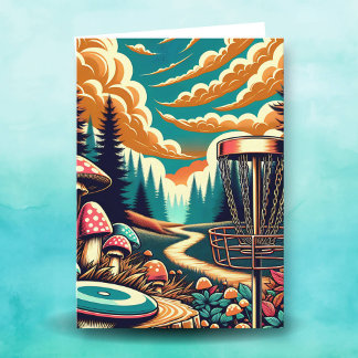 レトロディスクゴルフサイケデリック誕生日 カード