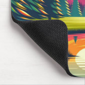 レトロディスクゴルフサンセットと木 マウスパッド (コーナー)