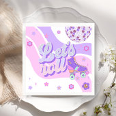 レトロディスコのローラースケート転がレッツ第1誕生日 スタンダードカクテルナプキン