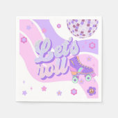 レトロディスコのローラースケート転がレッツ第1誕生日 スタンダードカクテルナプキン (正面)