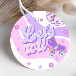 レトロディスコのローラースケート転がレッツ第1誕生日 フェイバータグ