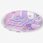 レトロディスコのローラースケート転がレッツ第1誕生日 ペーパープレート (アングル)