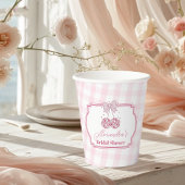 レトロディスコキュートピンクボウブライダルシャワー 紙コップ