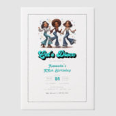 レトロディスコクイーンズバースデーパーティーフォト ベラム紙招待状 (正面)