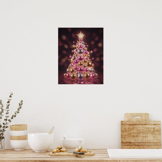 レトロディスコクリスマスツリー ウォールアート (キッチン)