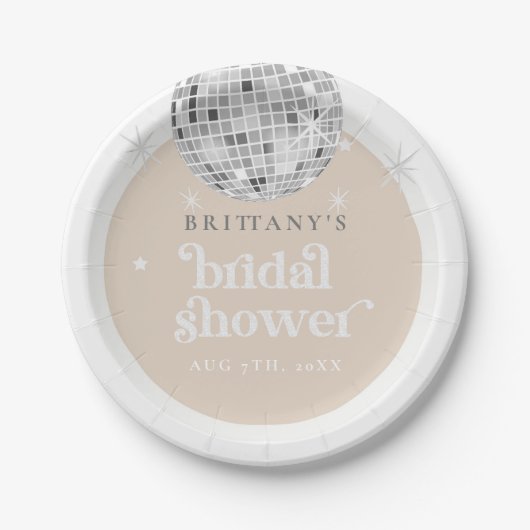 レトロディスコグローキーなシルバーウェディングシャワー ペーパープレート (正面)