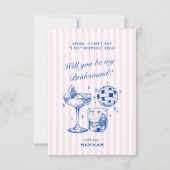 レトロディスココーラブルー＆ピンクの独身最後の夜 招待状 (正面)