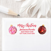 レトロディスコスタイリッシュボール赤いスクリプトのクリスマス ラベル (インサイチュ)