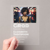 レトロディスコタイポグラフィ卒業パーティー写真 アクリル招待状 (インサイチュ (ポータブル))