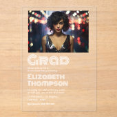 レトロディスコタイポグラフィ卒業パーティー写真 アクリル招待状 (正面)