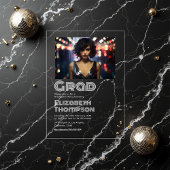 レトロディスコタイポグラフィ卒業パーティー写真 アクリル招待状