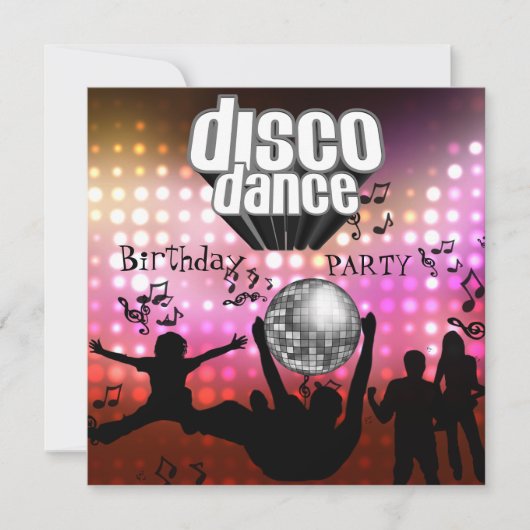 レトロディスコダンス誕生日パーティーの招待状 招待状 (正面)