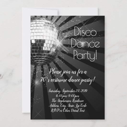 レトロディスコダンス70sコスチュームハローウィンパーティ 招待状 (正面)