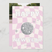 レトロディスコハッピーニューイヤー |フォトファミリーカード 招待状 (正面/裏面)