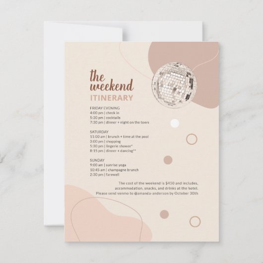 レトロディスコバチェロレッテ週末パーティー日程 招待状 (裏面)