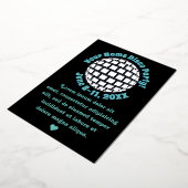 レトロディスコパーソナライズされたボール銀 箔招待状 (回転した状態)