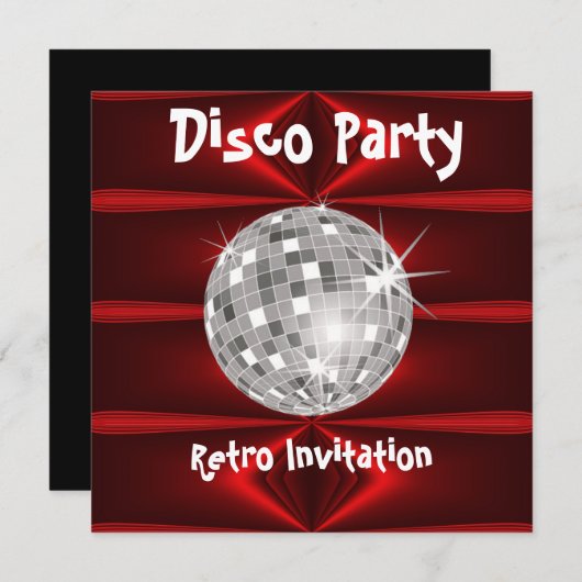 レトロディスコパーティの招待状 招待状 (正面/裏面)