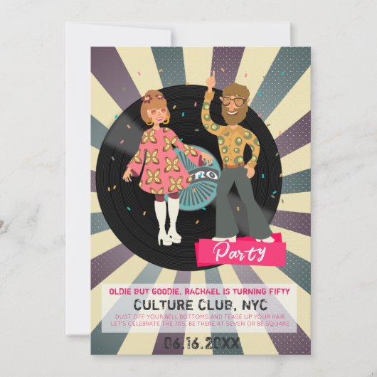 レトロディスコパーティー招待状 招待状 (正面)