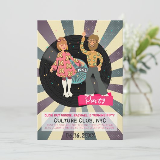 レトロディスコパーティー招待状 招待状 (スタンド正面)