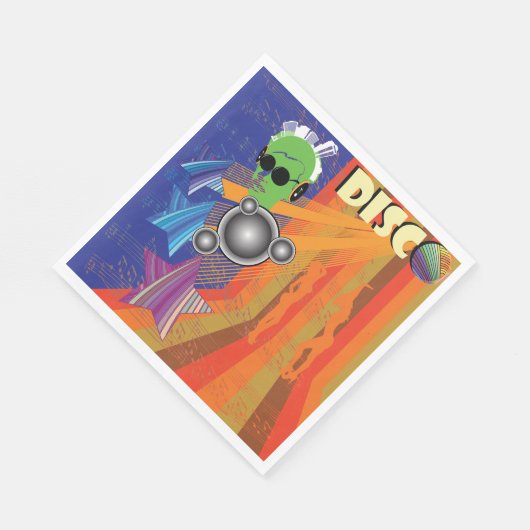 レトロディスコパーティー70sファンクアート スタンダードランチョンナプキン (角)