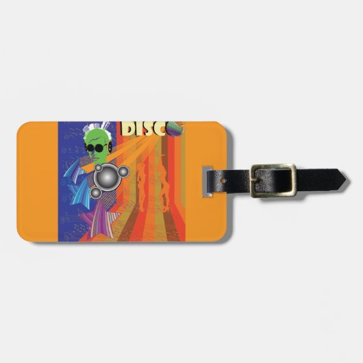 レトロディスコパーティー70sファンクアート ラゲッジタグ (正面横)