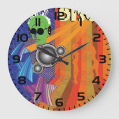 レトロディスコパーティー70sファンクアート ラージ壁時計 (正面)